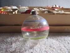 Vintage WWII 2 Era Unsilvered Tinsel Inside Christmas Tree Glass Ornament 2.5'' picture