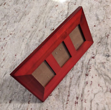PHILIP WHITNEY Ltd. Wood Frame Three 2.1 X 2.8 In. Openings Red 11 X 6 In VTG. picture