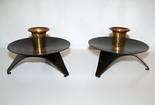 Mid Century Modern fab Atomic Candle Holders UFO tripod flying saucer Vogue picture