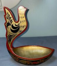 Russian Khokhloma Wooden Hand Painted Bird Bowl Vintage - BOWL ONLY picture