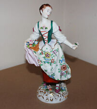 Antique 1884-1902 Sitzendorf Porcelain Figurine Woman with Flowers 9.5
