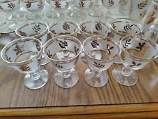 Vintage Set of 8 Libbey Starlyte Gold Leaf Frosted Sherbet Champagne Glasses MCM picture