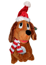 Animated Dachshund Plush Christmas Crooner Singing Dog Toy Santa Hat Puppy Doll picture