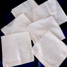 Vintage Woven Linen Napkins Set Pale Butter Yellow 12” Square Solid Lot Of 6 picture