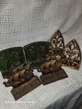 Lot of 3 Pairs vintage Antique Book Ends, Brass Bronze Cast iron picture