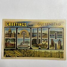 Postcard IA Guttenberg Large Letter Greetings from Iowa Curt Teich Linen 1940 picture