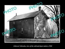 OLD 8x6 HISTORIC PHOTO OF JOHNSON NEBRASKA THE RAILROAD DEPOT STATION c1960 picture
