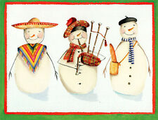 UNUSED Caspari Sample Christmas Card: INTERNATIONAL SNOWMEN picture