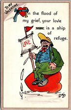 Vtg Artist Signed Valentine Dwig Dwiggins Your Love Is Ship Of Refuge Postcard picture