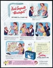 1944 George Burns Gracie Allen cartoon Swan Soap vintage print ad picture