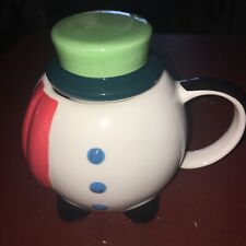 Snowman mug stoneware hand painted pier 1 ,5”wide 4”tall picture