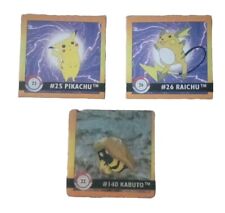 2 Pokemon Stickers And 1 Holographic Pikachu,Raichu, Kabuto And It's Evolution picture