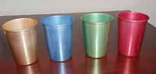 MCM Aluminum Tumblers Cups Mid-Century Vintage Set of 4 Barware Drinkware picture
