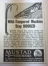 Vintage Print Ad Mustad Fish Hooks Muskies Oslo Norway Strongest Fish Hook Steel picture