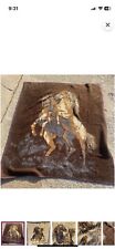 Vintage Reversible Brown Beige Tan Horse Fleece Blanket Full Queen  picture