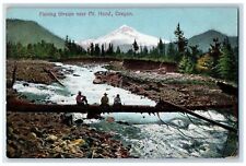 1909 Fishing Stream Fishermen Scene Near Mt. Hood Oregon OR Mountain Postcard picture