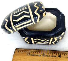 VTG Clay Soapstone Trinket Box w Lid Handmade in Kenya 3.25