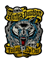 Harley  Lone Wolf Patch - 10'' Large Embroidery Patche for jacket back  - Sew On picture