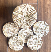 Set of 5 Wicker Coasters with Basket Holder 4