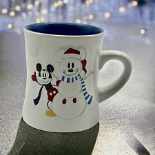 MICKEY MOUSE & MICKEY SNOWMAN Vintage DISNEY STORE Embossed 3D SNOWFLAKES MUG picture