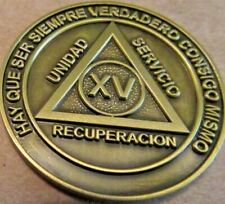 Alcoholicos Anonimos 15 year Bronze Medallion Spanish AA Alcoholics Anonymous  picture