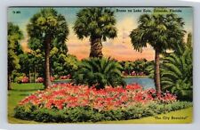 Orlando FL-Florida, Scene On Lake Eola, Gardens, Antique Vintage c1946 Postcard picture