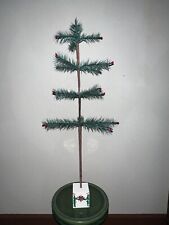23” AUTHENTIC GOOSE FEATHER  TREE GREEN W/  RED BERRIES AND WOOD BASE 2313 picture