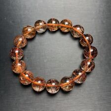 14mm TOP Rare Natural Clear Copper Hair Rutilated Quartz Crystal Beads Bracelet picture