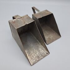 Pair Antique Primitive Handmade Rectangular Tin Scoops 3