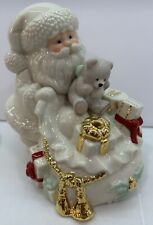 Lenox Ivory Christmas Santa Figurine 5” Holding Bag Of Toys Gifts Teddy Bear picture