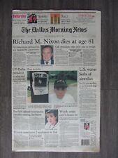 The Dallas Morning News - Richard M Nixon Obituary - April 23, 1994 picture