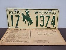 1946  Wyoming COWBOY  License Plate Tag picture