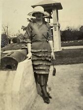 (AmF) Photograph Early  Dress Style Fashion Woman Posing With Cannon 1920-30's picture