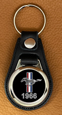 1966 MUSTANG KEYCHAIN PREMIUM LEATHER 100% HIGH QUALITY BLACK picture