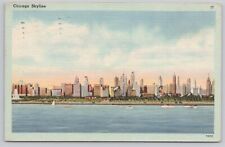 Chicago Illinois, City Skyline from Lake Michigan, Vintage Postcard picture