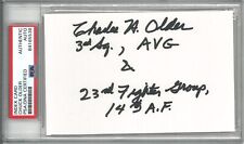 CHARLES OLDER SIGNED INDEX CARD PSA DNA 84165538 WWII ACE 18.25V AVG TIGER picture