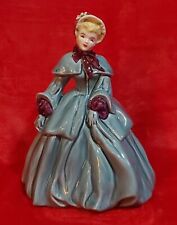 Florence Ceramics Abigail Figurine Porcelain Turquoise Burgundy w/ gold accents picture