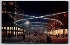 Tuck Birmingham Alabama AL c1900's Third Avenue At Night Vintage Postcard picture