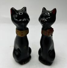 Vintage Red Ware Siamese Black Cat Salt & Pepper Shakers. 4”.  Japan. EUC picture