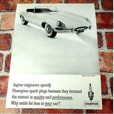 1961 Champion Spark Plugs - Jaguar XK-E Convertible Car - Vtg PRINT AD Ephemera picture
