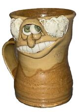 Vintage Face Pottery Coffee Mug Handmade Brown Fun picture