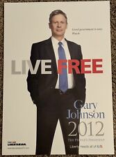2012 Libertarian Gary Johnson Presidential 12x17 Picture Campaign Poster picture