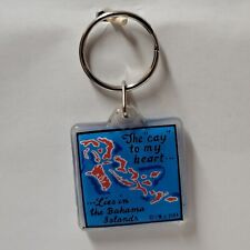 Vintage 80s Keychain The Cay To My Heart Lies In The Bahamas, 2 Sided 1984 picture