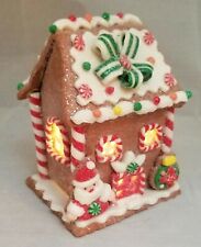 Gingerbread House Brown White Candy Santa LED Light Up Clay-dough 5.5