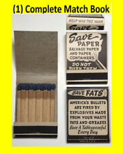 Vintage Matchbook WW2 World War 2 Save Fats Grease Salvage Paper Ohio Military picture