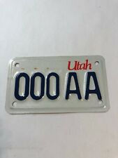 Utah DMV Sample Motorcycle License Plate # 000 AA picture