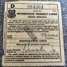 Vintage 1946 Union Pacific Railroad Ticket Interstate Transit Lines Des Moines picture