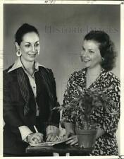 1979 Press Photo Mrs. Russo and Mrs. Hughes planning annual spring luncheon picture