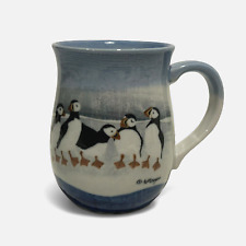 W Morgan Puffin Penguin Pottery Coffee Mug Tea Vintage Birds Blue Drinkware 12oz picture