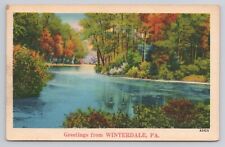 Greetings from Winterdale Pa Linen Postcard No 5249 picture
